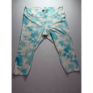 Fabletics Powerhold Tie Dye Capri Leggings Women's‎ Size 4X Blue White Athletic